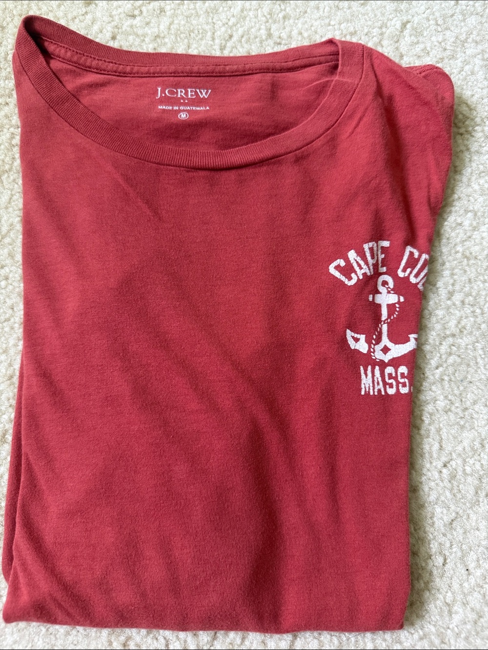 J. Crew Men's Cranberry Cape Cod Anchor Graphic Tee size M 100% cotton